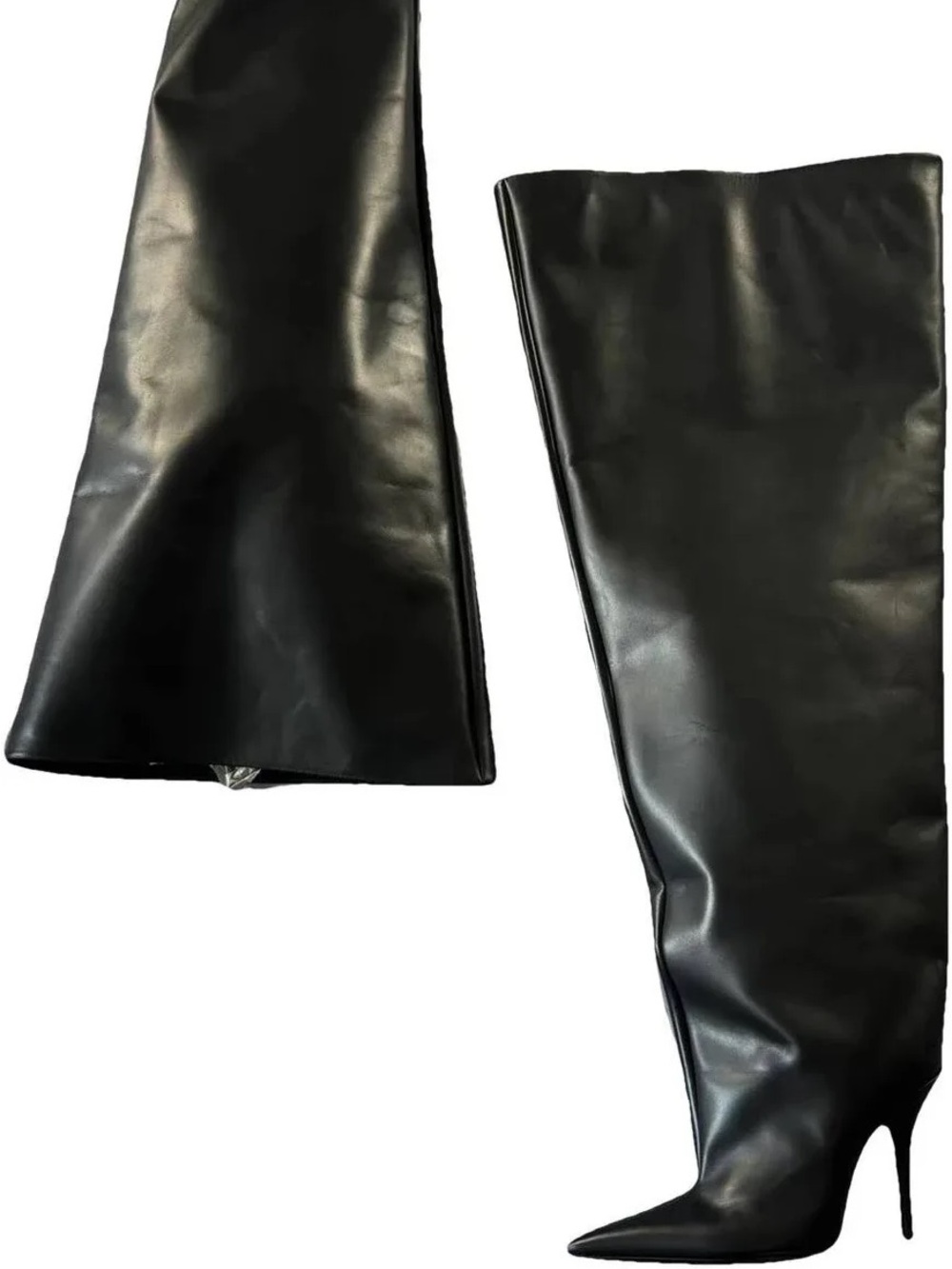 Black Knee-High Stiletto Heeled Boots - Women